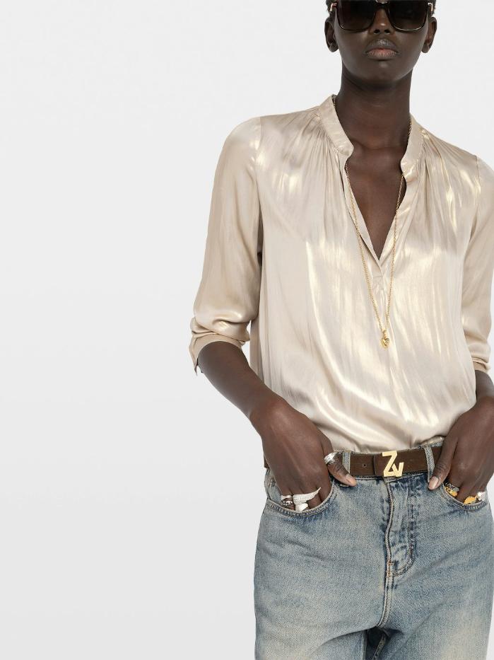 WWSH02319_GOLD_HOVER_693946cb56820 Zadig & Voltaire Satin Tink Blouse, Gold.