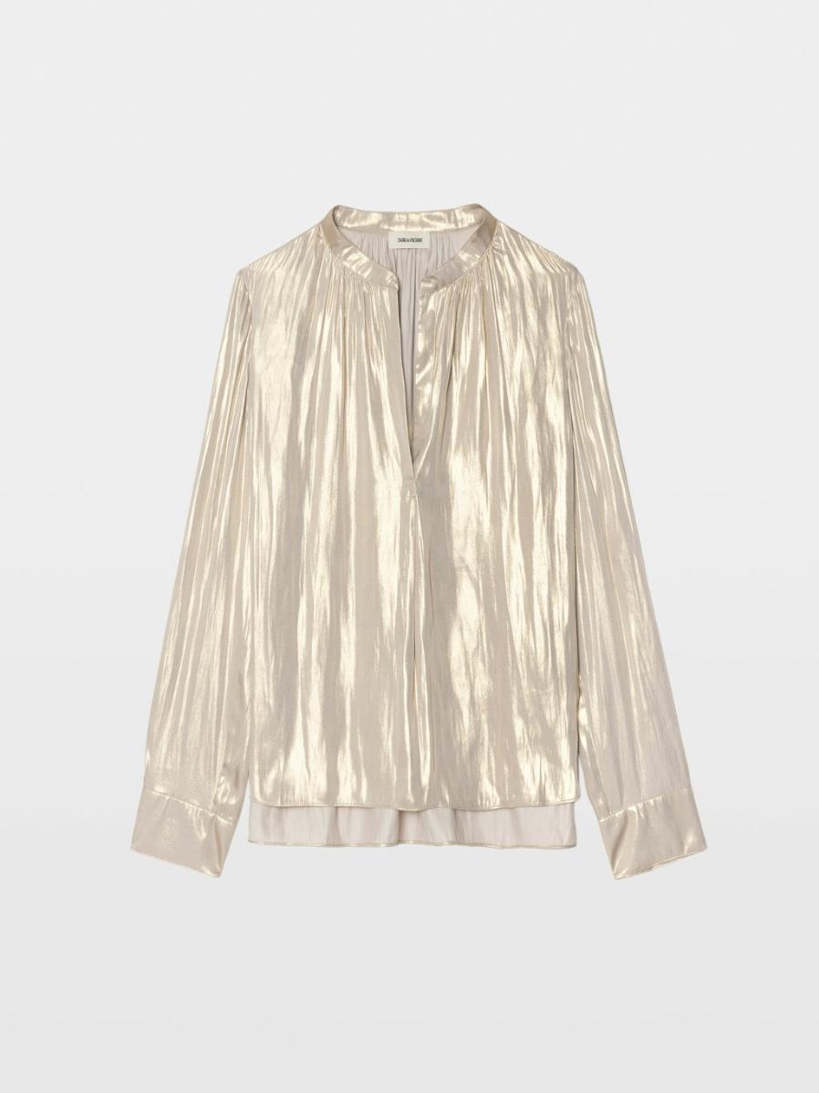 WWSH02319_GOLD_PACKSHOT_6941340ac4b50 Zadig & Voltaire Satin Tink Blouse, Gold.