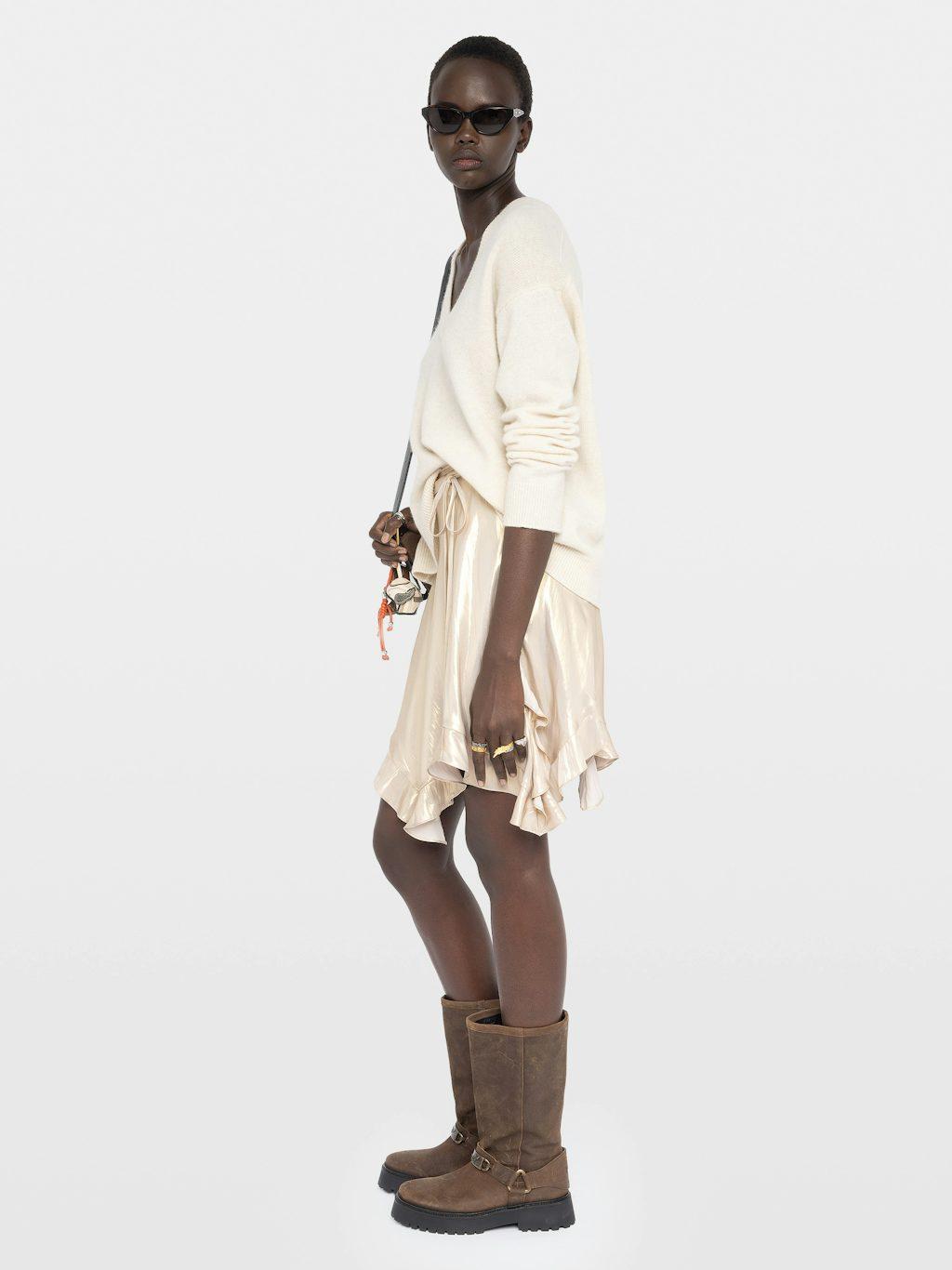 Zadig & Voltaire Jetos Satin Skirt, Gold.