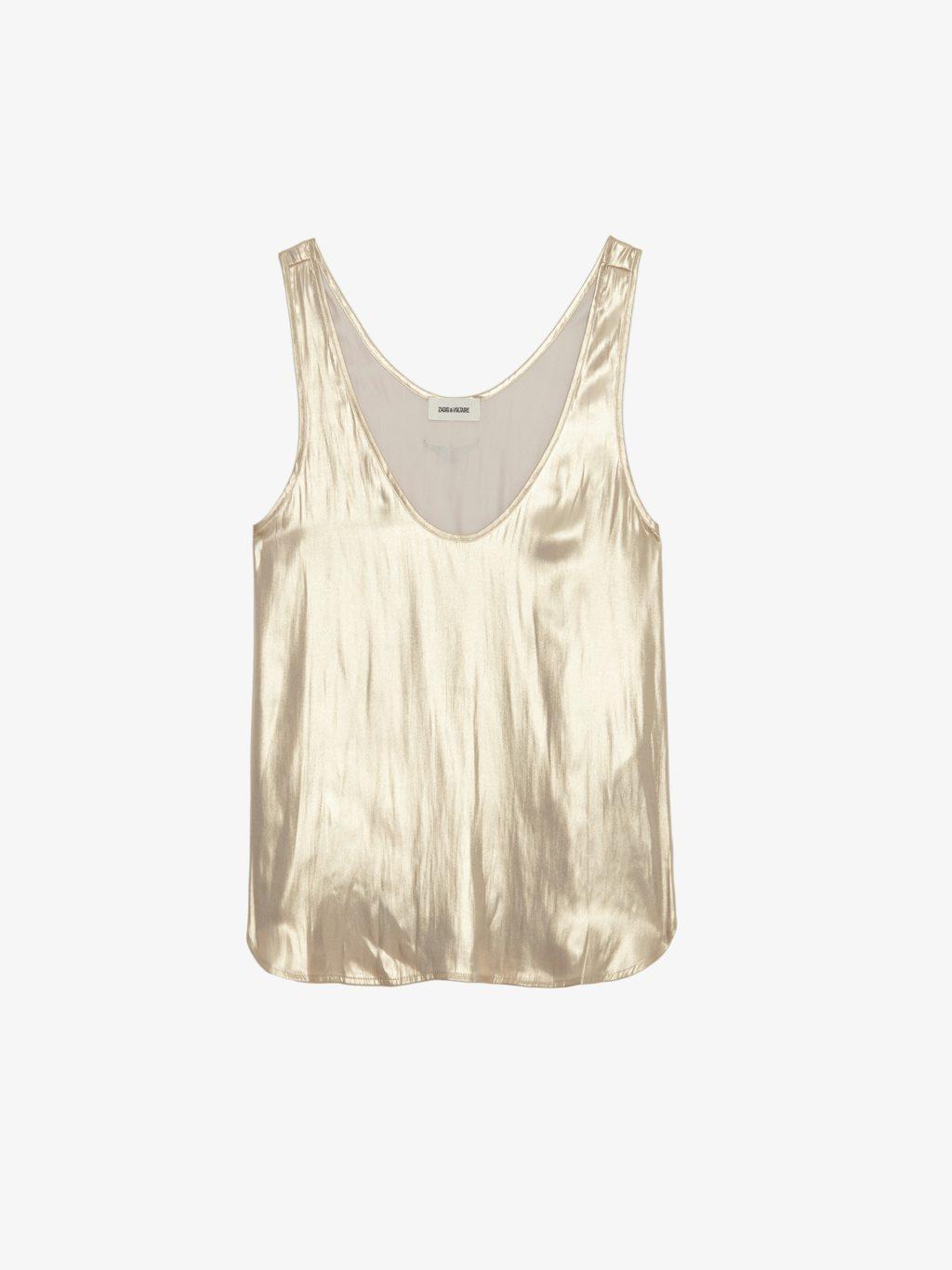 Zadig & Voltaire Tarys Satin Top, Gold.