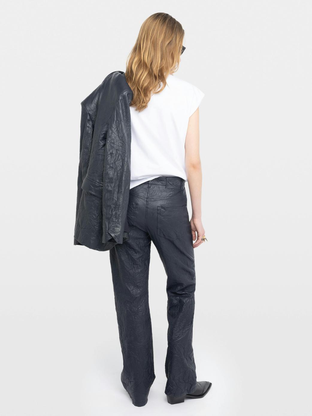 rwpa00069_encre_back Zadig & Voltaire Evy Leather Trousers, Encre.