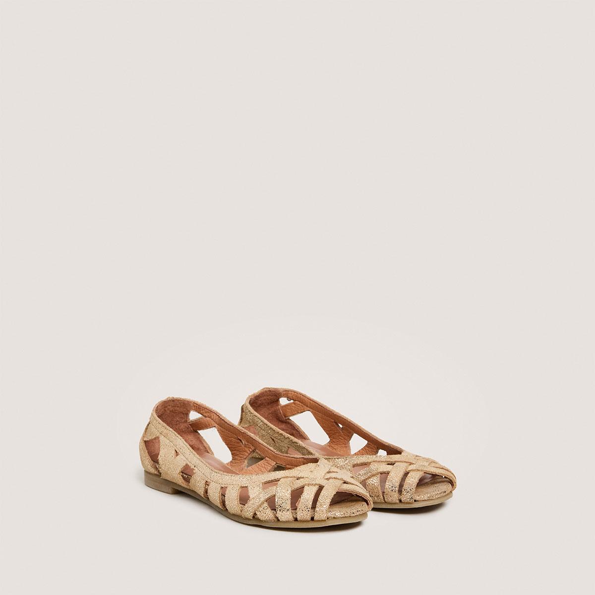 Jonak Deray Ballet Flats, Platinum Laminated Velvet