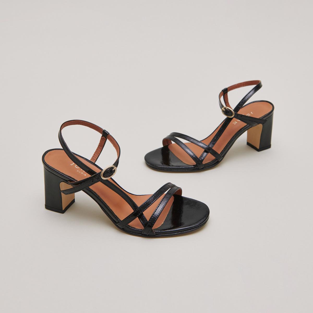 Jonak Vicomte Heeled Sandals, Black Leather