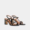 Jonak Vicomte Heeled Sandals, Black Leather