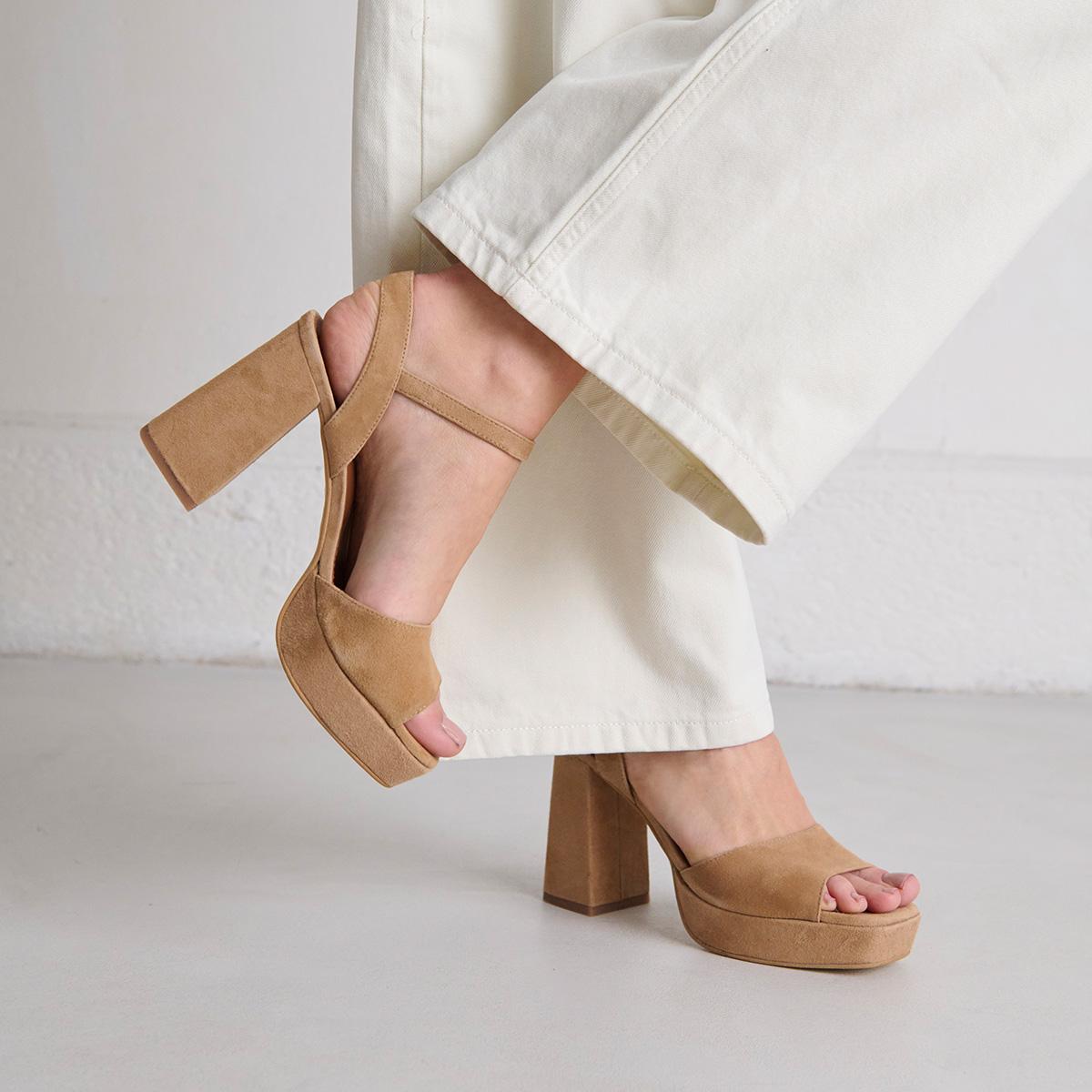 3200448-9 (4) Jonak Vlada Heeled Sandals, Camel Velvet
