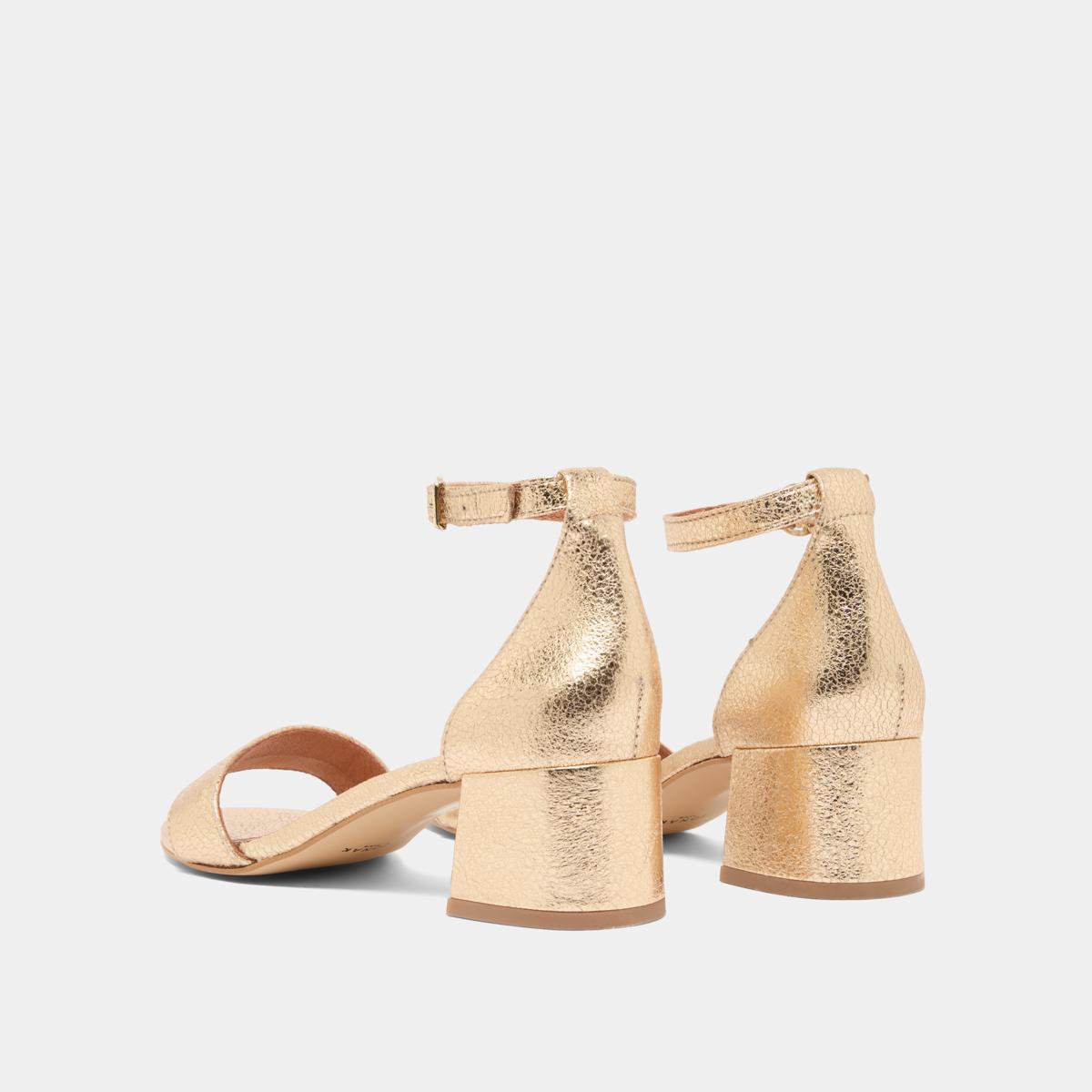 3200455-32 (7) Jonak Verdi Heeled Sandals, Gold Cracked Leather