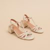 Jonak Adelia Heeled Sandals, Platinum Laminated Velvet