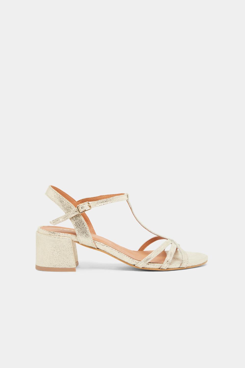 Jonak Adelia Heeled Sandals, Platinum Laminated Velvet