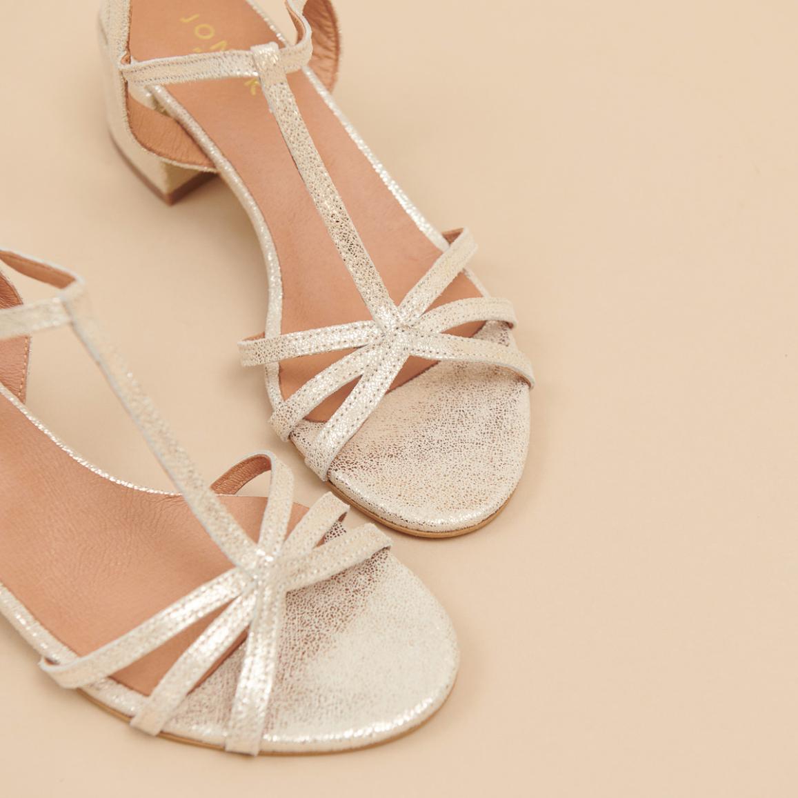 Jonak Adelia Heeled Sandals, Platinum Laminated Velvet