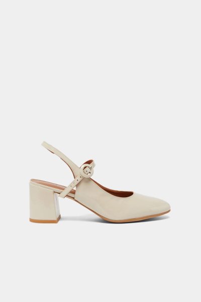 Jonak Dollar Heeled Pumps, Ecru Patent.