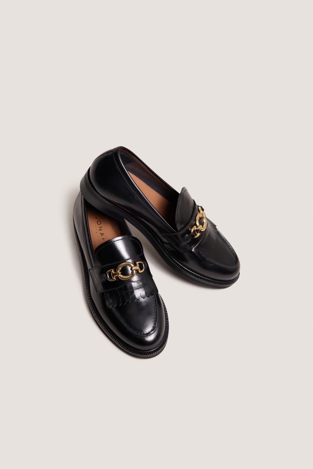 3500158-26 Jonak Delphes Loafers, Black Leather