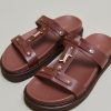Jonak Luana Platform Sandals, Brown Glazed Leather