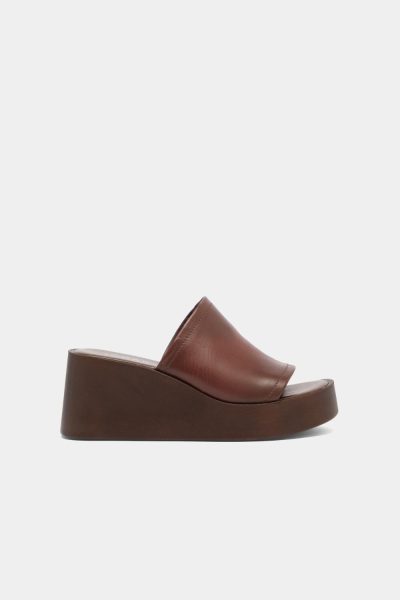 Jonak Eugene Wedge Mules, Dark Brown Leather