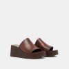 Jonak Eugene Wedge Mule, Dark Brown Leather