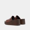 Jonak Eugene Wedge Mule, Dark Brown Leather