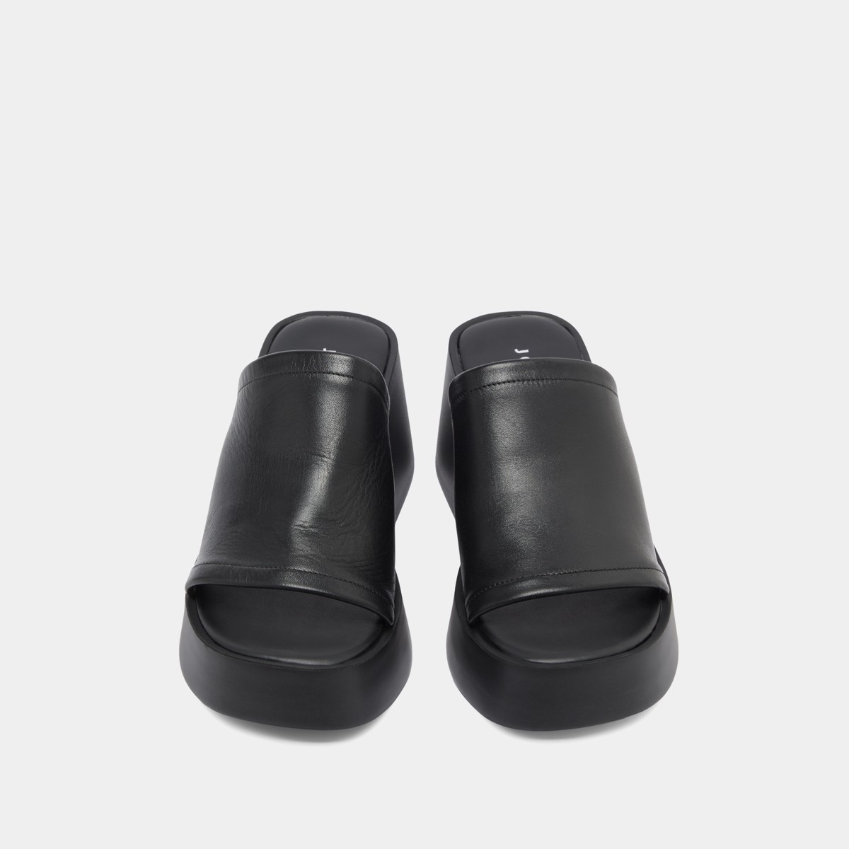 Jonak Eugene Wedge Mule, Black Leahter