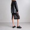 Jonak Eugene Wedge Mule, Black Leahter