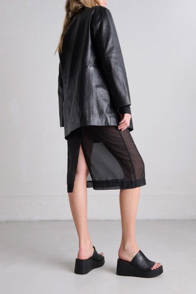 Jonak Eugene Wedge Mule, Black Leahter