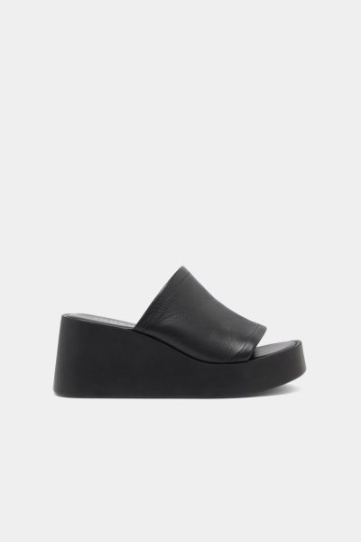 Jonak Eugene Wedge Mule, Black Leahter