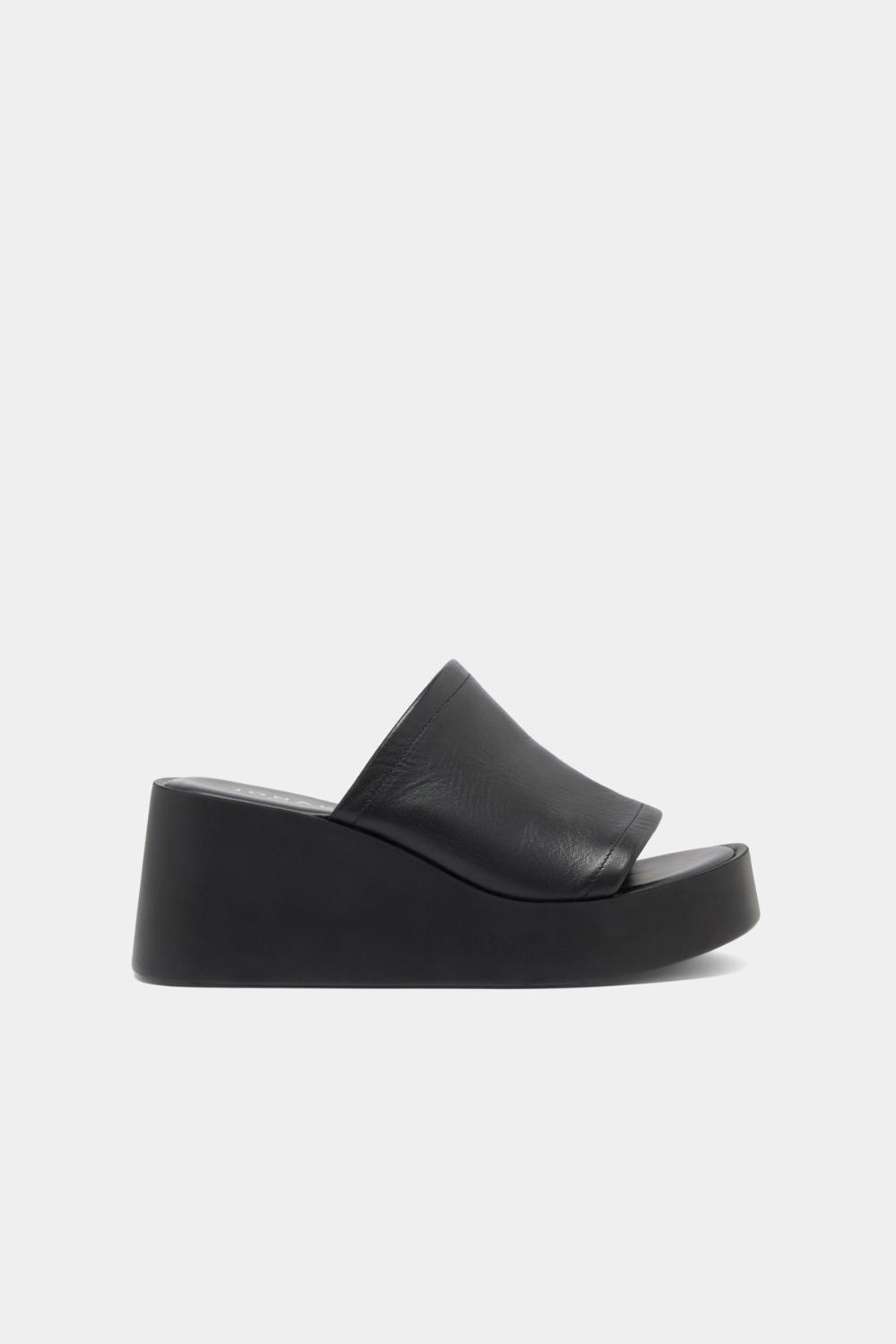 Jonak Eugene Wedge Mule, Black Leahter