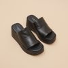 Jonak Eugene Wedge Mule, Black Leahter