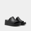 Jonak Eugene Wedge Mule, Black Leahter