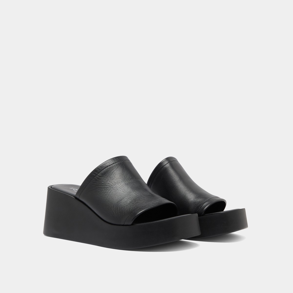 Jonak Eugene Wedge Mule, Black Leahter