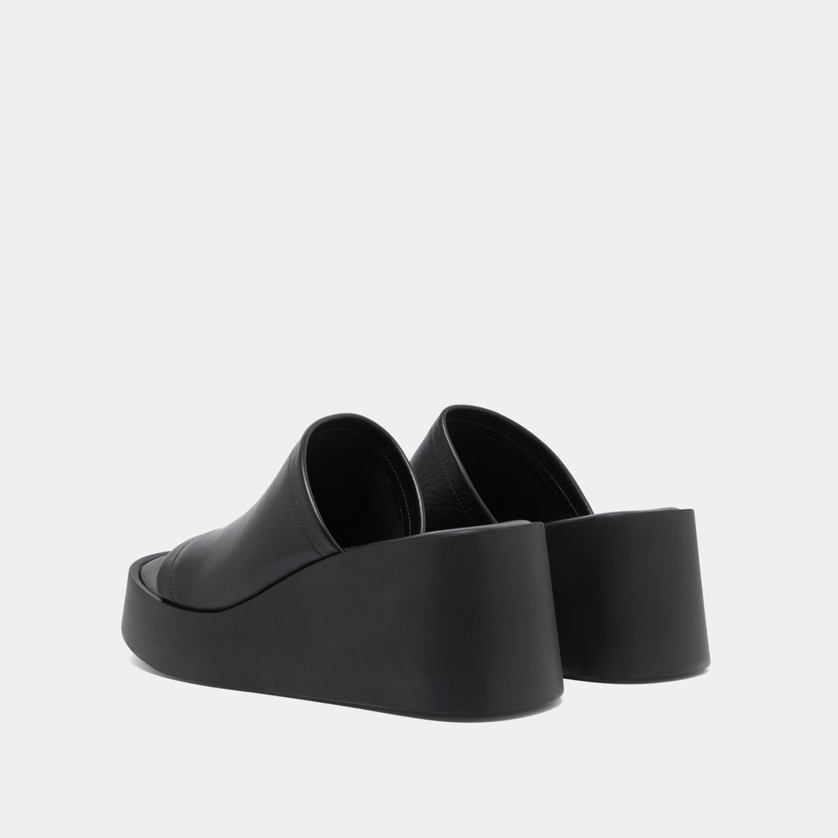 Jonak Eugene Wedge Mule, Black Leahter