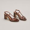 3600067-22 (2) Jonak Vaiana Heeled Sandals, Brown Shiny Leather