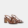 3600067-22 (5) Jonak Vaiana Heeled Sandals, Brown Shiny Leather