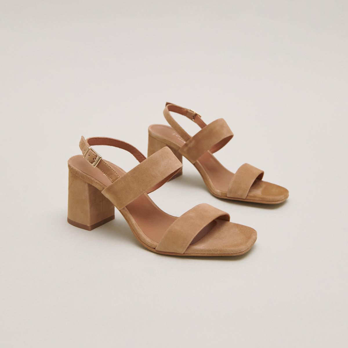 Jonak Vico Heeled Sandals, Camel Velvet