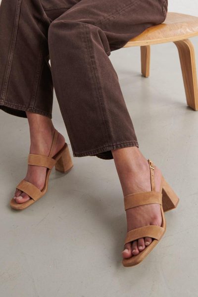 Jonak Vico Heeled Sandals, Camel Velvet