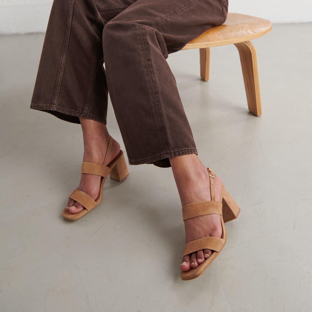 Jonak Vico Heeled Sandals, Camel Velvet