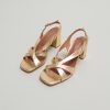 Jonak Vanity Heeled Sandals, Gold Cracked Leather