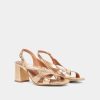 Jonak Vanity Heeled Sandals, Gold Cracked Leather