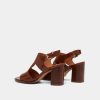 Jonak Ding Heeled Sandals, Brown Leather