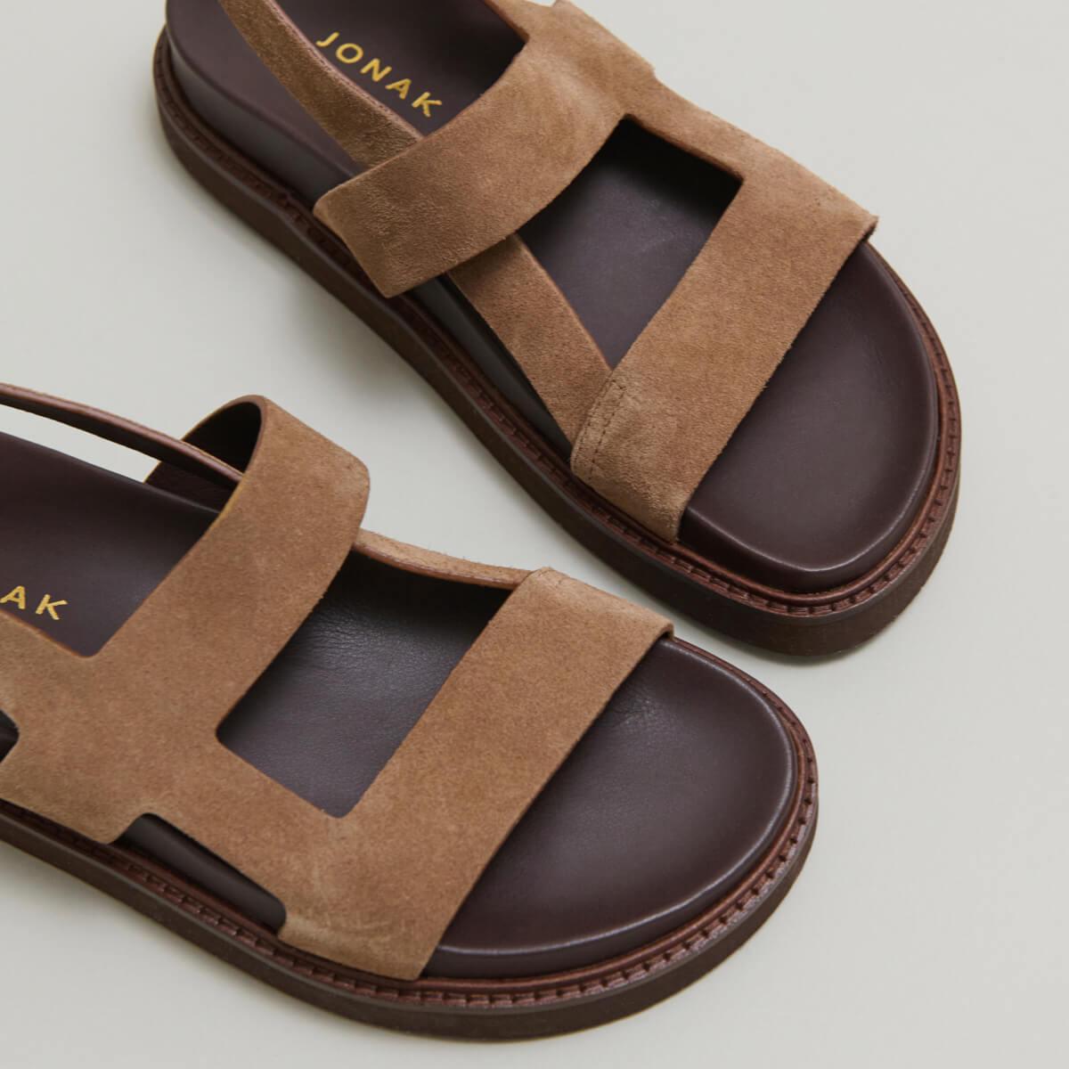 3800043-40 (1) Jonak Lagune Platform Sandals, Taupe Suede