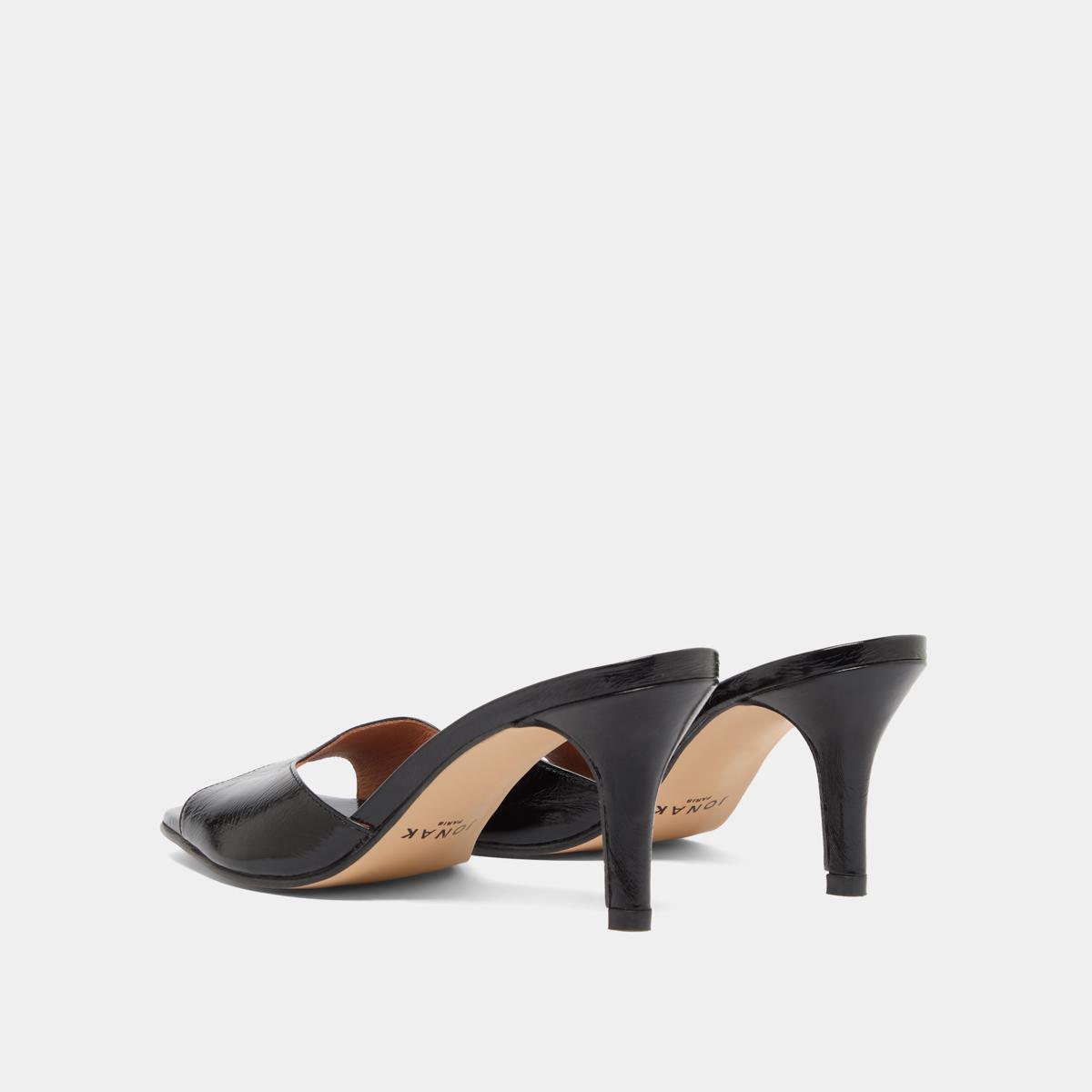Jonak Vertigo Mules, Black Shiny Leather