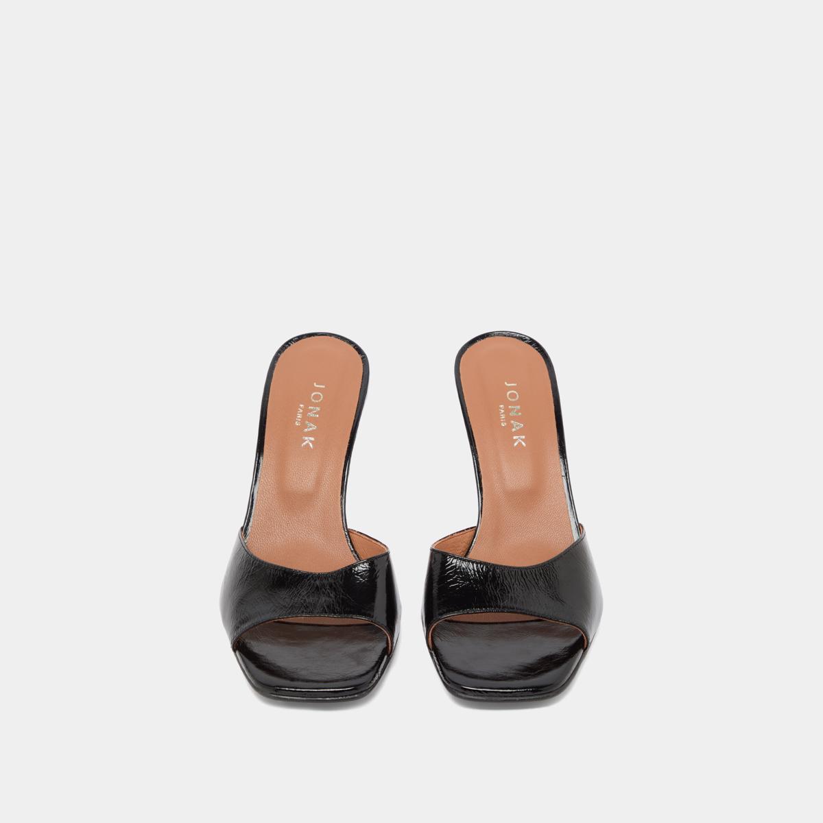 Jonak Vertigo Mules, Black Shiny Leather