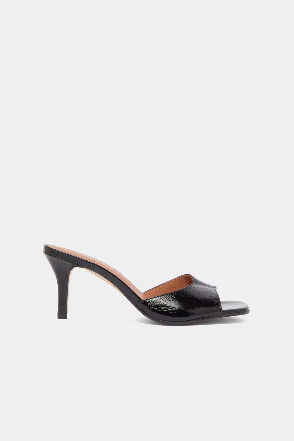 Jonak Vertigo Mules, Black Shiny Leather