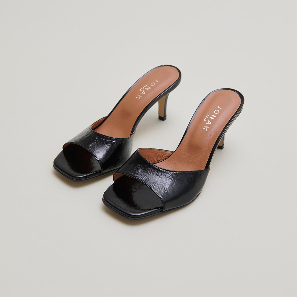 Jonak Vertigo Mules, Black Shiny Leather