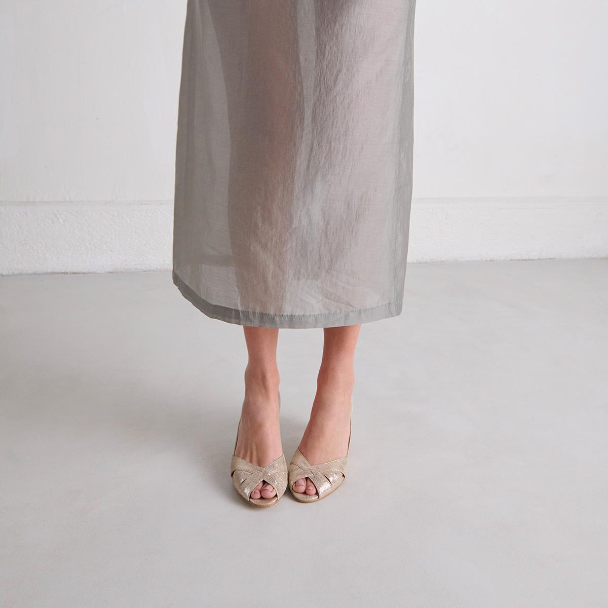 Jonak Damienne Low Heeled Pumps, Platinum Laminated Velvet.