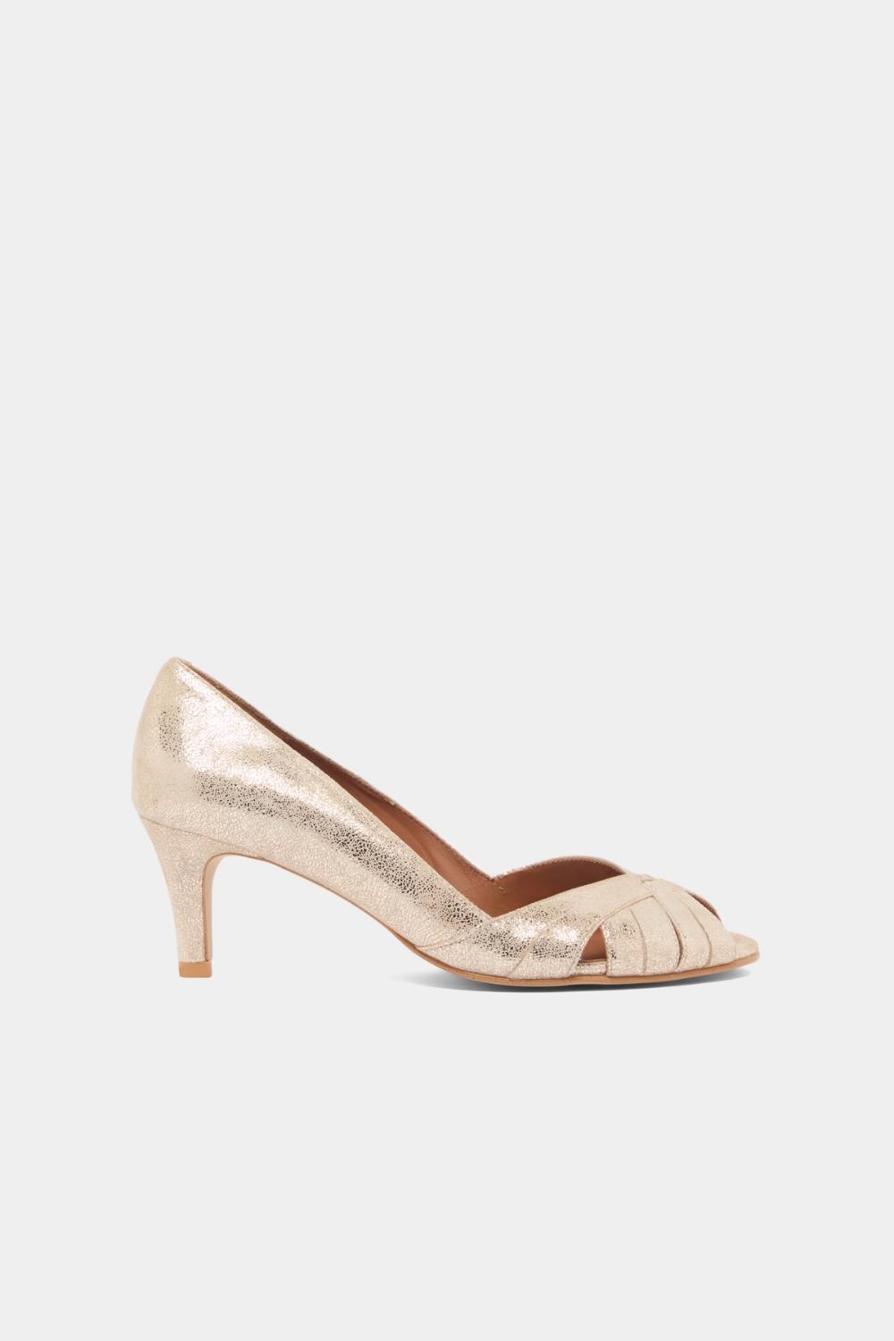Jonak Damienne Low Heeled Pumps, Platinum Laminated Velvet.