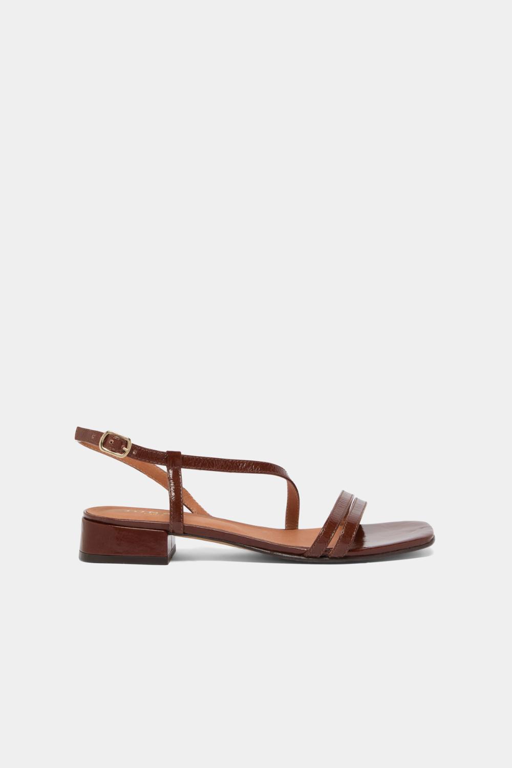 Jonak Anaya Sandals, Brown Shiny Leather