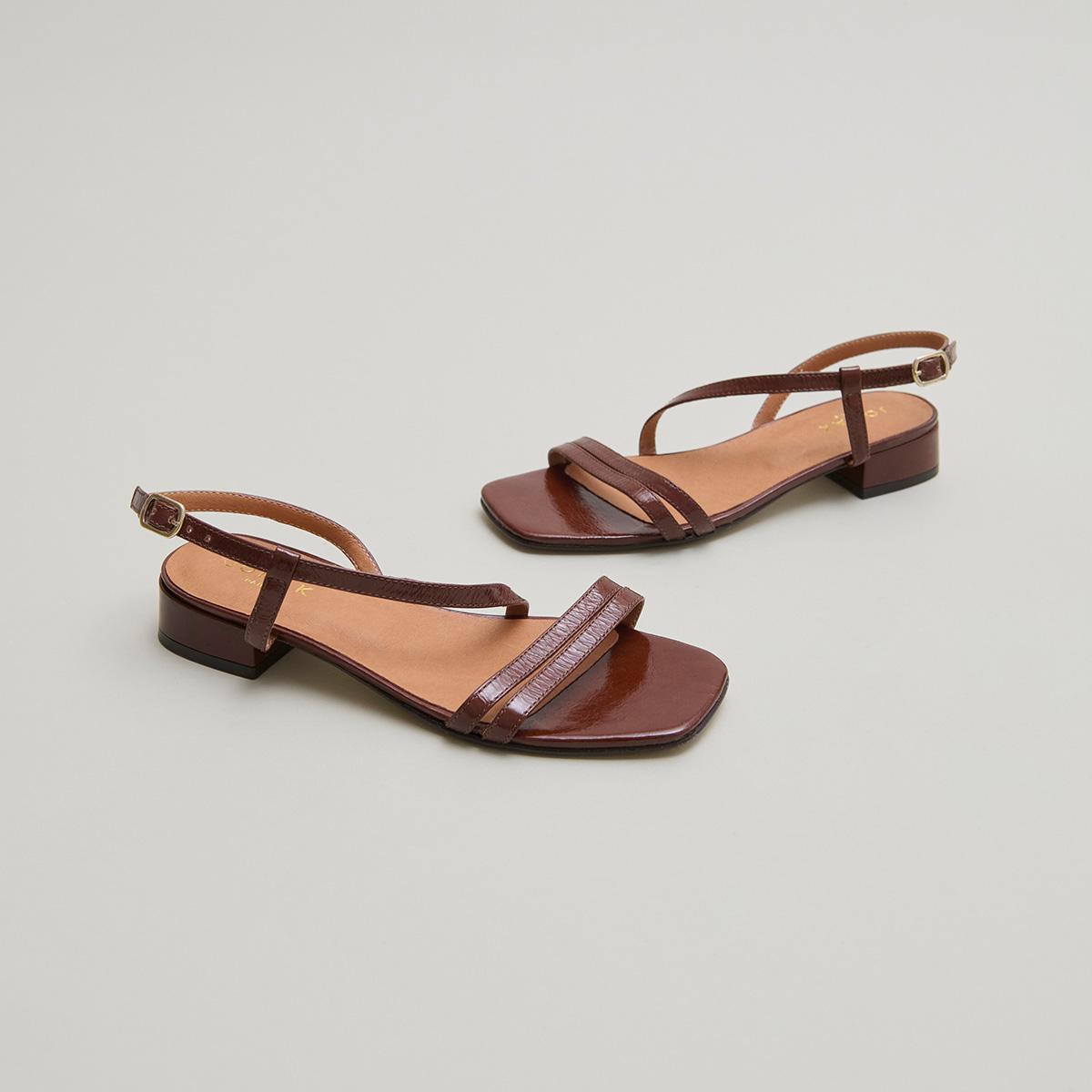 Jonak Anaya Sandals, Brown Shiny Leather