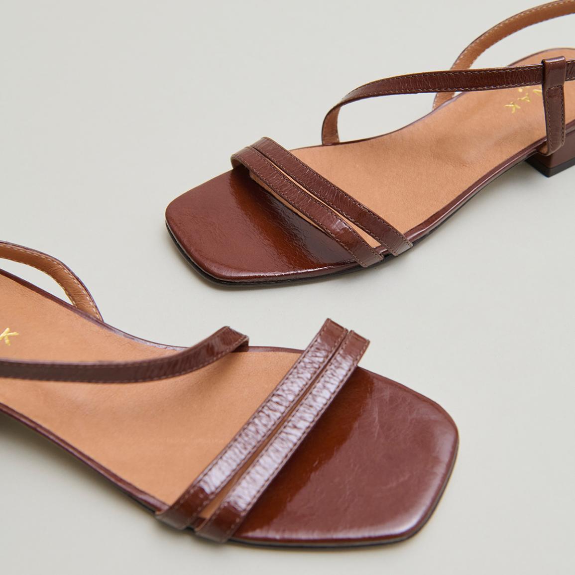 Jonak Anaya Sandals, Brown Shiny Leather
