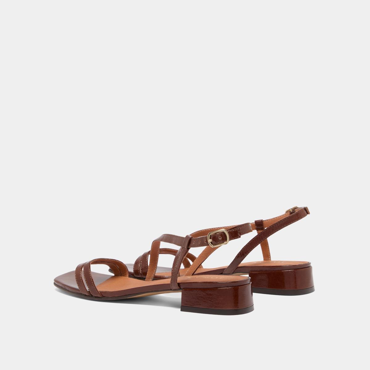 Jonak Anaya Sandals, Brown Shiny Leather