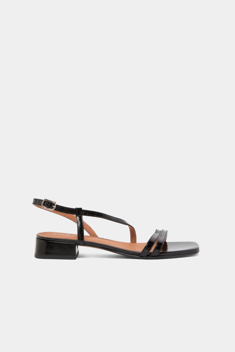 Jonak Anaya Sandals, Black Shiny Leather