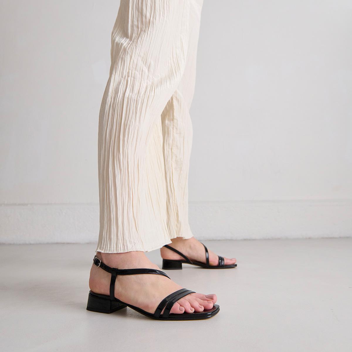 Jonak Anaya Sandals, Black Shiny Leather