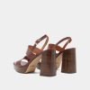 Jonak Verde Heeled Sandals, Brown Leather